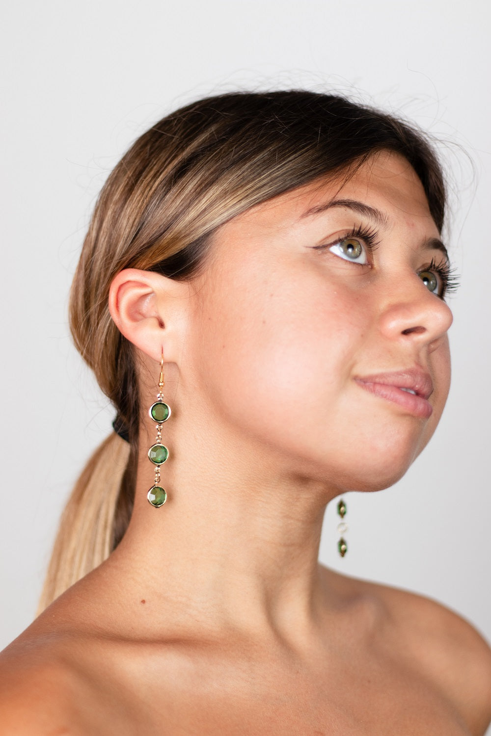 Emerald Green Stem Earrings