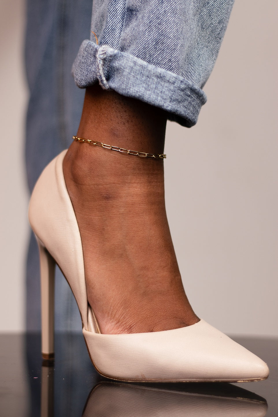 Gold Plated Paperclip Chain Anklet